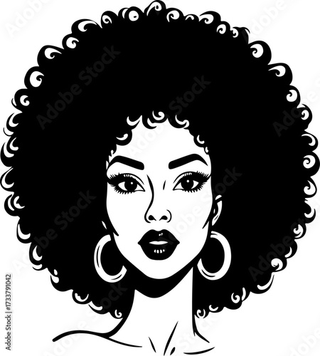 Beautiful Afro Hairstyle Black Woman Portrait 