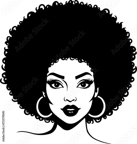 Beautiful Afro Hairstyle Black Woman Portrait 