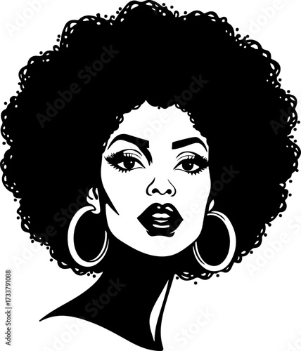 Beautiful Afro Hairstyle Black Woman Portrait 