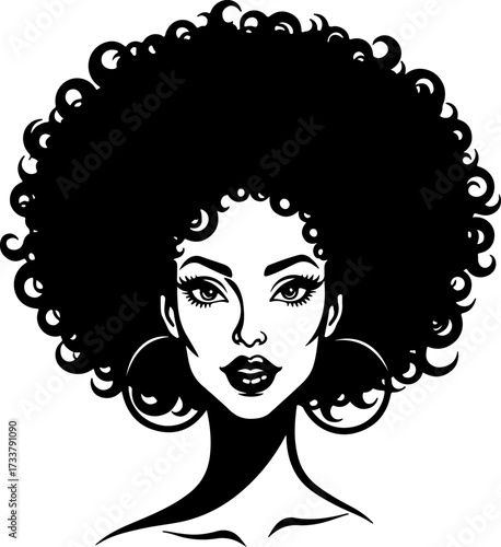 Beautiful Afro Hairstyle Black Woman Portrait 