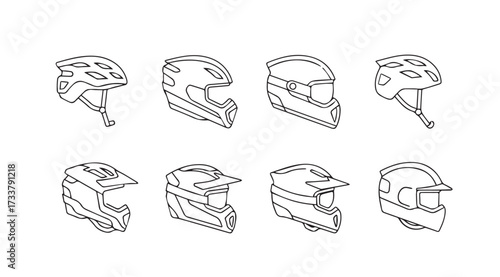 Vector art of motocross helmets isolated