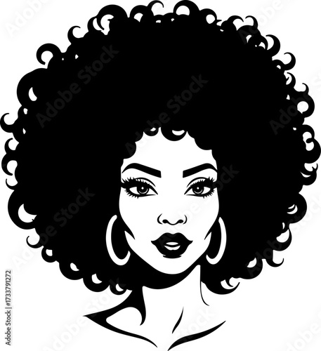 Beautiful Afro Hairstyle Black Woman Portrait 