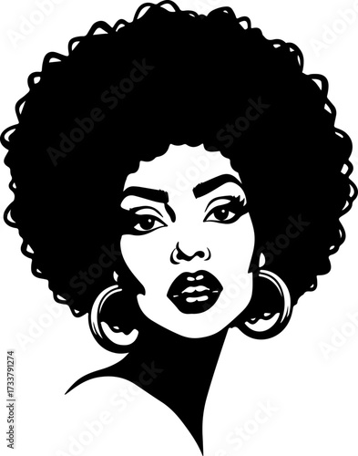 Beautiful Afro Hairstyle Black Woman Portrait 