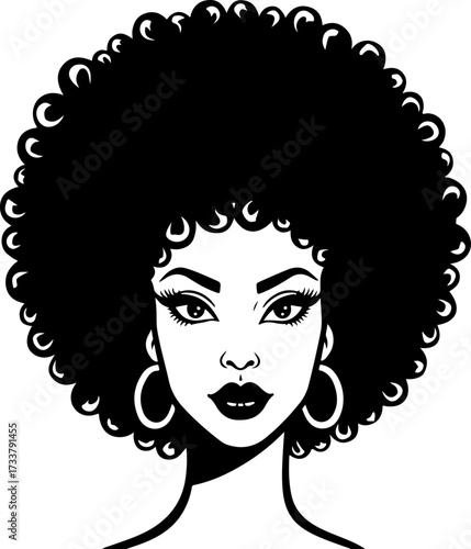 Beautiful Afro Hairstyle Black Woman Portrait 