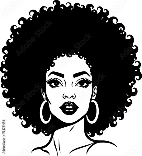 Beautiful Afro Hairstyle Black Woman Portrait 