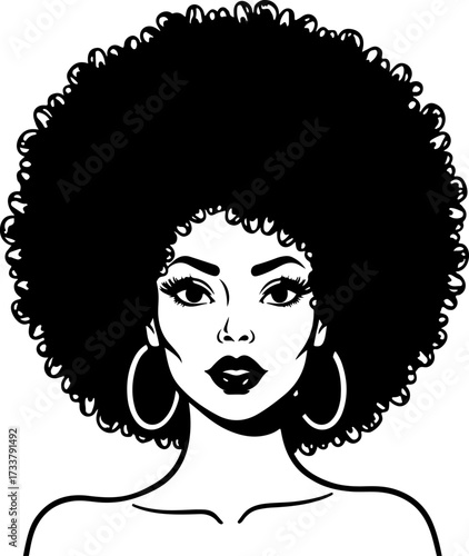 Beautiful Afro Hairstyle Black Woman Portrait 
