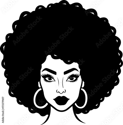 Beautiful Afro Hairstyle Black Woman Portrait 