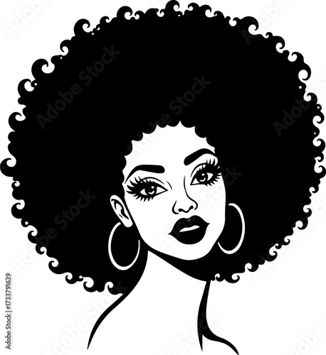 Beautiful Afro Hairstyle Black Woman Portrait 