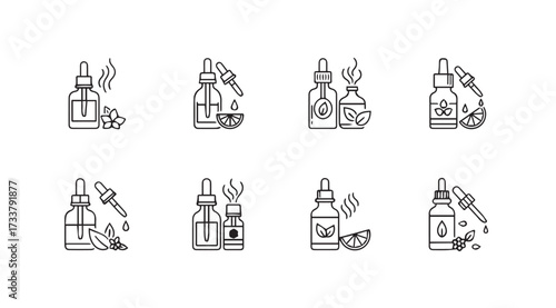 Vector art of essential oil set icon