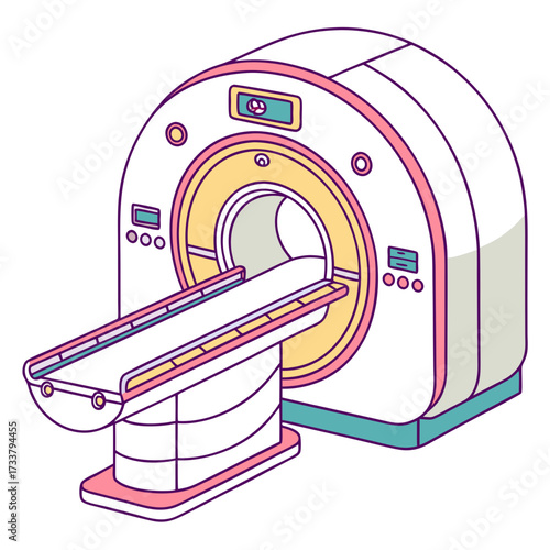 Colorful isometric M R I machine vector illustration