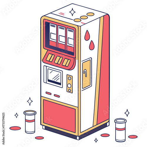 Colorful medical testing machine with blood drops medical machine