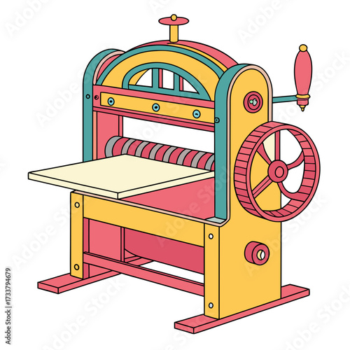Colorful paper cutting machine vector illustration