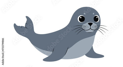 A cute seal with big eyes gracefully swims through the ocean waters.