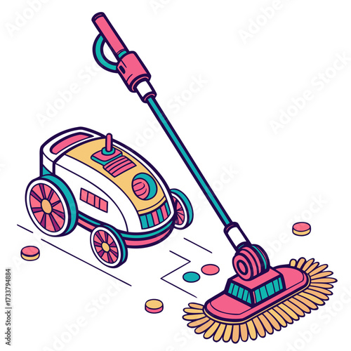 Colorful robotic vacuum cleaner with mop and cleaning discs