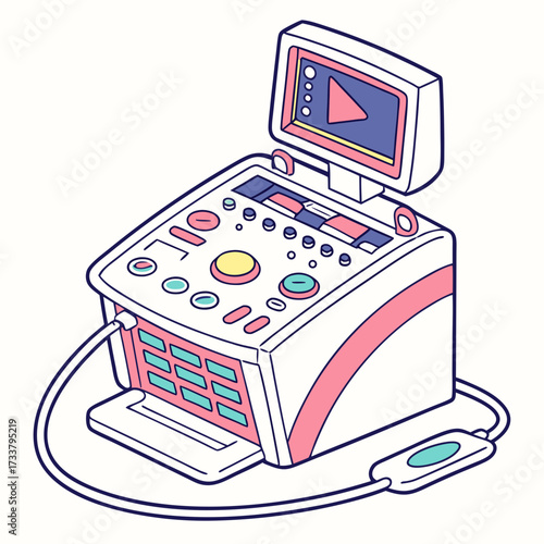 Colorful vector illustration of an ultrasound machine 1