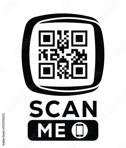 QR code scan icon set. Scan me frame. QR code scan for smartphone. QR code for mobile app, payment and identification. Vector illustration.