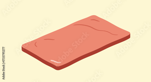 Thin slice of raw meat showcasing its delicate texture and marbling detail.