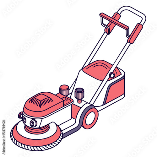 Coral and Purple Robotic Floor Scrubber Vector robotic cleaner