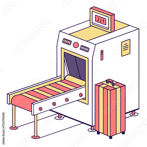 Isometric luggage scanner with colorful suitcase security scanner