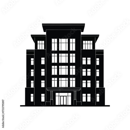 Monochromatic Building Illustration of a Modern Architectural Structure
