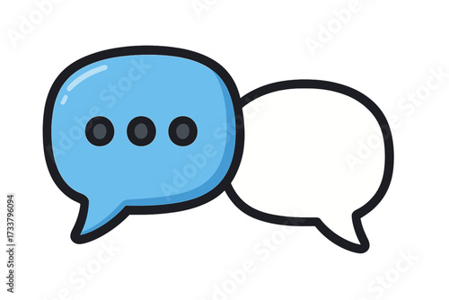 Chat icon vector illustration. Speech bubble for communication, conversation, dialogue, comment. Typing message and waiting for reply symbol. Social media app UI element design.