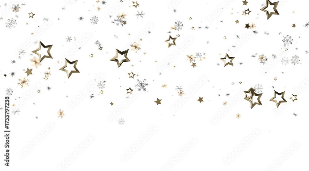 Obraz premium Elegant winter design with gold stars and snowflakes. Perfect for holidays.
