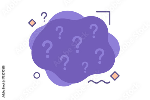 Quiz time concept with question marks on an abstract liquid shape. Vector graphic design template for question games, questionnaires, education, surveys, problems and solutions, and FAQs.