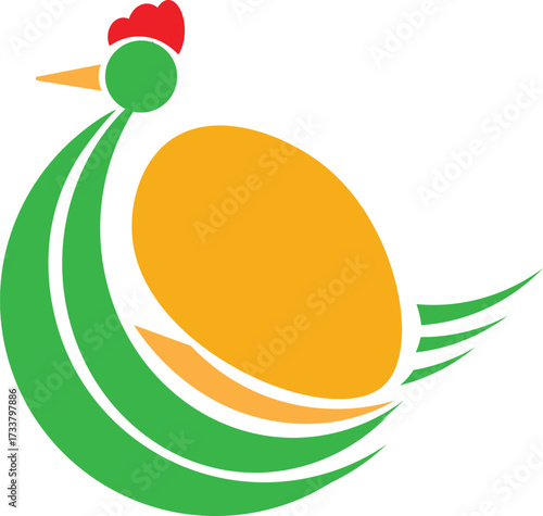 Colorful abstract chicken and egg design symbolizing freshness and natural products vector