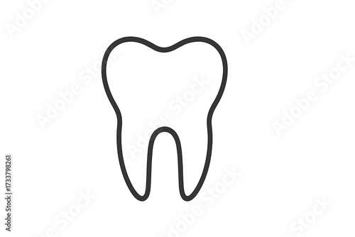 Tooth line icon. Dental health care sign. Dentist stomatology symbol. Simple line art for web, graphic design, apps, banners. Oral hygiene concept. Medical vector illustration.