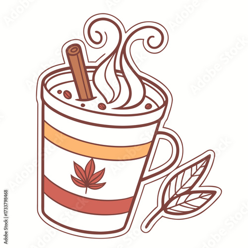 Cozy autumn beverage with cinnamon stick and whipped cream, perfect for fall marketing and seasonal promotions