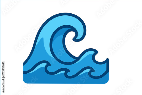 Blue ocean wave icon vector illustration. Cartoon style sea surf symbol. Water splash, swirl, or tsunami logo element. Simple flat nature graphic for aquatic or marine design.