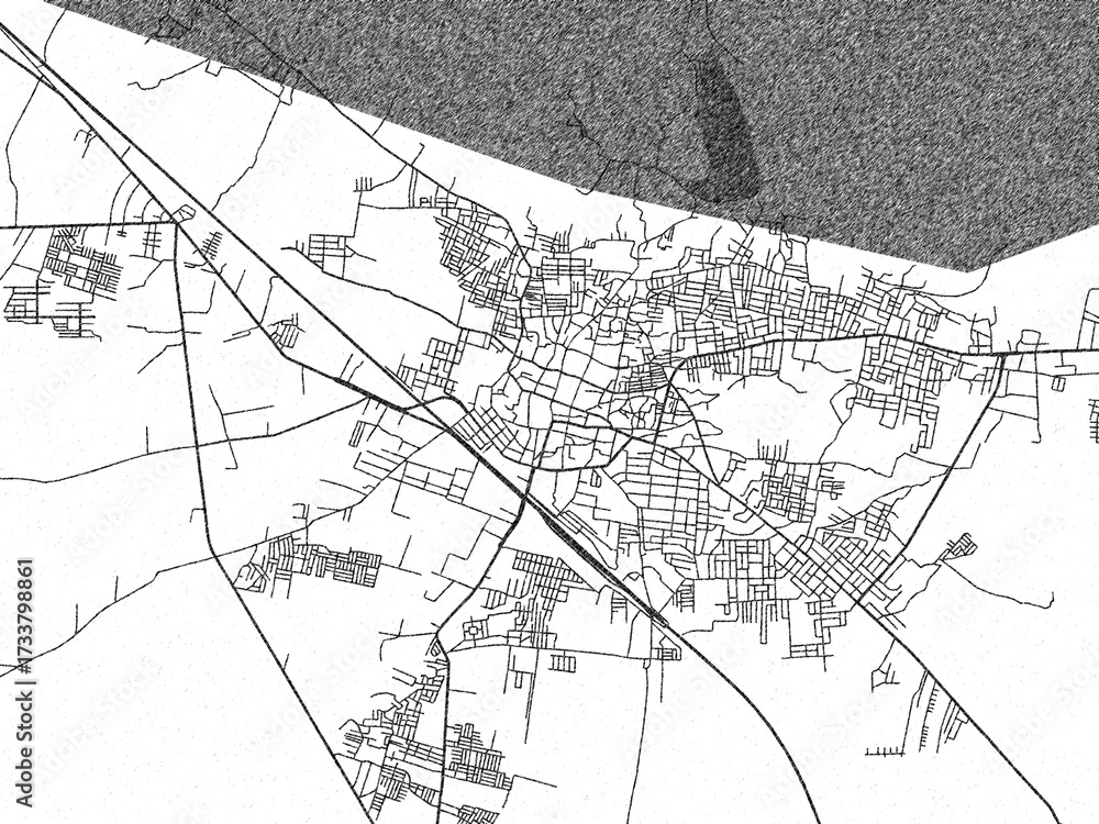 Fototapeta premium Monochrome hand-drawn map of Adoni, India, ideal for decorative and editorial use.