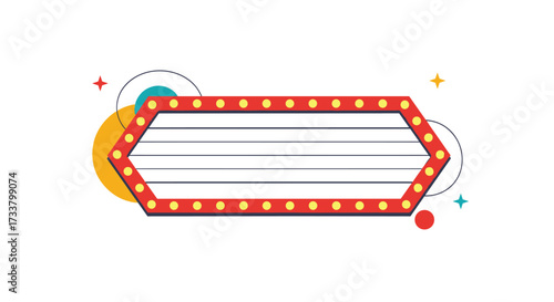 Retro illuminated marquee sign for entertainment events and celebrations.