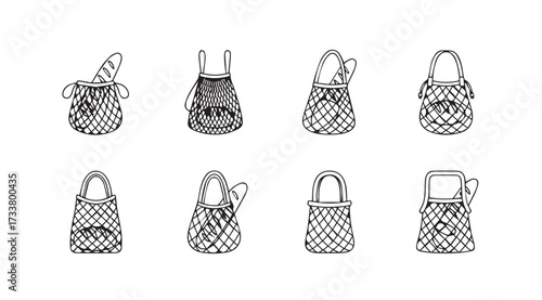 Vector art of string bag collection