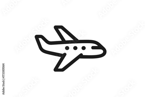 Airplane line icon vector. Simple flight symbol for travel and transportation. Minimal pictogram for aviation, tourism, and logistics. Modern sign for web, app, UI, and UX.