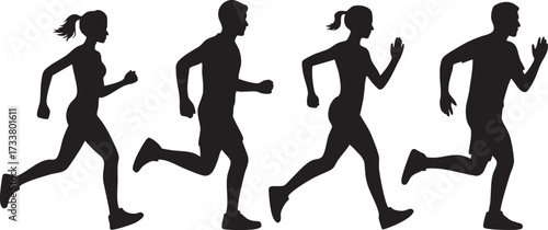 Running Silhouette Vector Icons Collection of Fitness and Jogging People