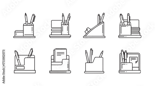 Vector art of desk organizer set