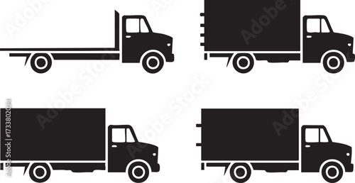 Vector Collection of Cargo Truck Silhouettes for Transport and Distribution