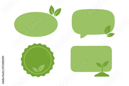 Set of green eco-friendly labels and tags for organic, vegan, and healthy food products. Vector bio icons, farm fresh stickers, and ecology badge collection for design.