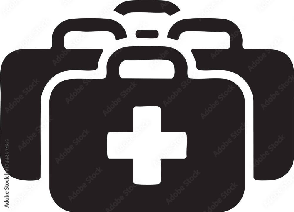 Obraz premium Vector Set of First Aid Kit Icons with Cross Symbol for Safety and Rescue