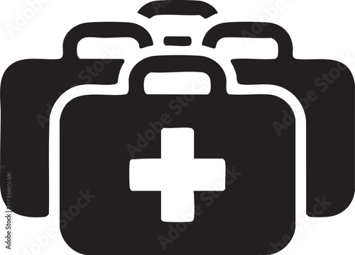 Vector Set of First Aid Kit Icons with Cross Symbol for Safety and Rescue