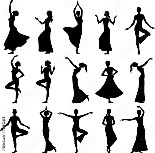 Dancing Woman Silhouette Collection Illustration