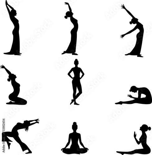 Dancing Woman Silhouette Collection Illustration