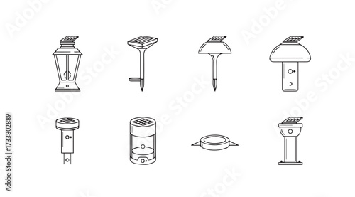 Vector art of solar lamp collection
