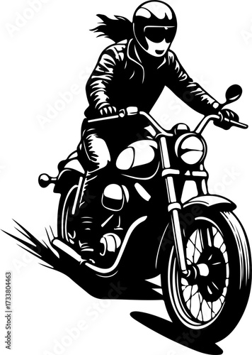 Black and White Motorcycle Rider Silhouettes Vector Bundle