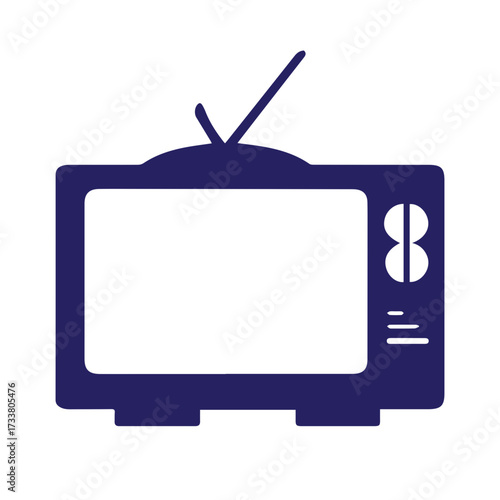 Retro Television Icon in Blue