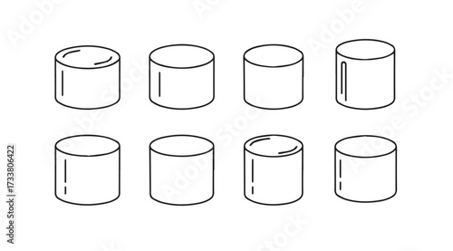 Vector art of set of cylinder shapes