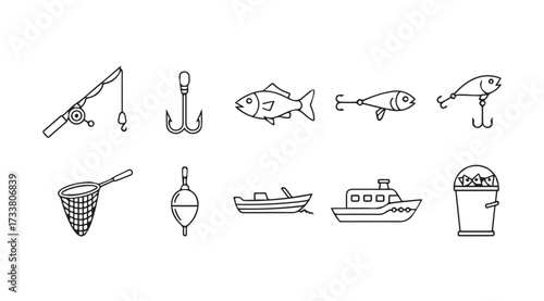 Vector art of fishing icon set