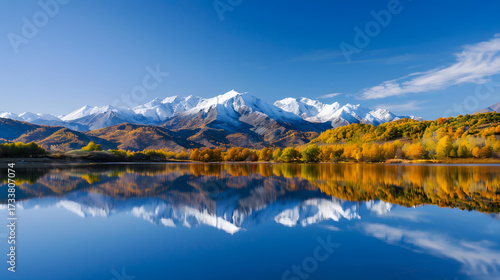 Mountain lake autumn reflection