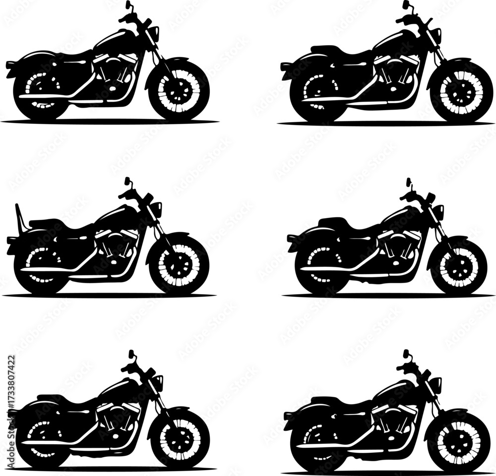 Obraz premium Motorcycle Silhouette Vector Bundle